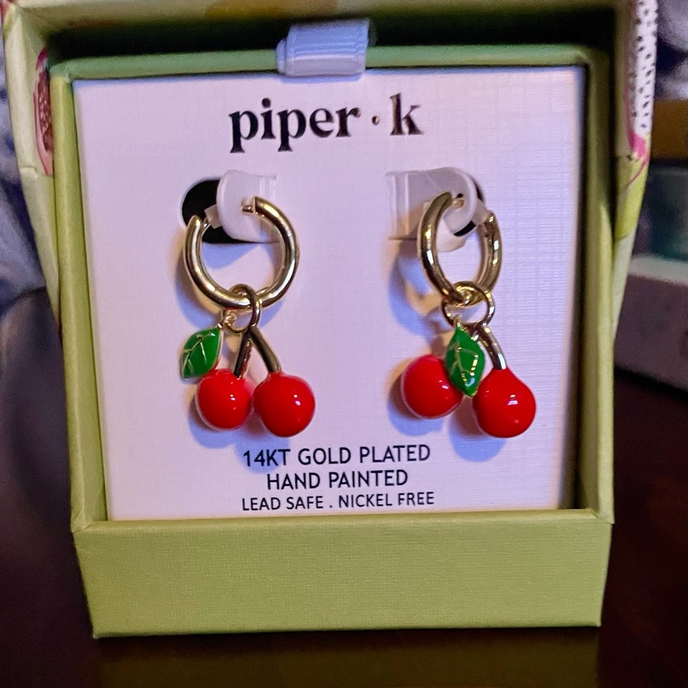 Piper K Gold Plated Cherry Earrings
